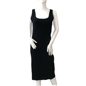 House Of Harlow 1960 Large Black Ribbed Bodycon Dress Midi Tank Dress LBD Classy